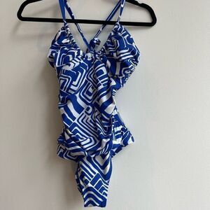 Kenneth Cole Reaction Womens Swimsuit One Piece Strappy Blue Size Medium